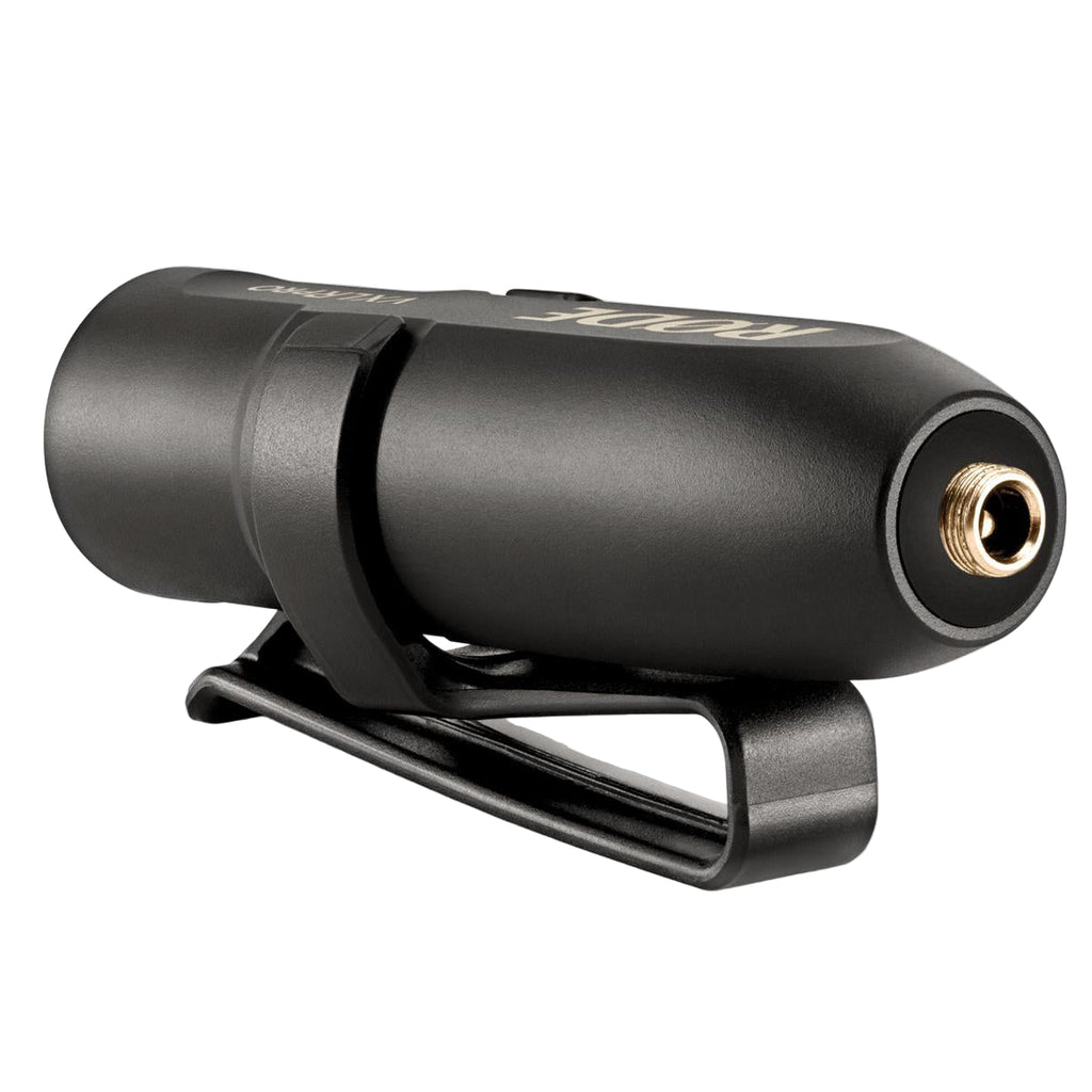 Rode VXLR Pro adapter splitter for audio connection, showing the compact black device with input and output ports.