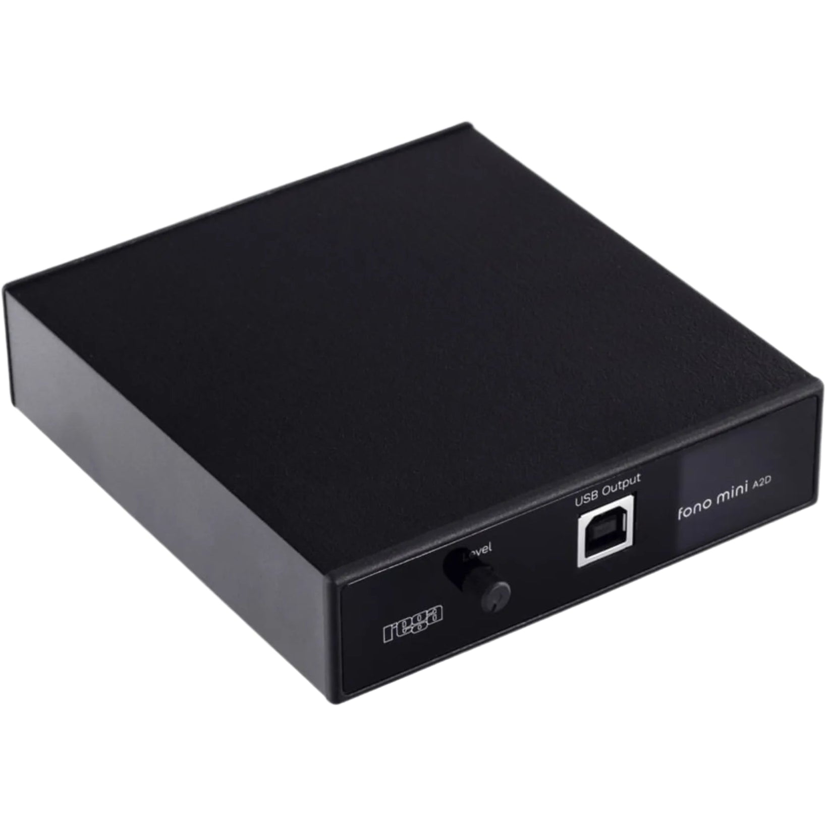 Rega Fono Mini A2D MK2 phono preamp with compact design and front input, used for connecting turntables to audio systems.