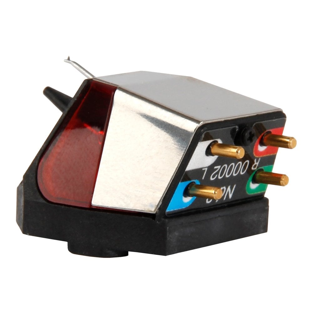 Rega ND3 moving magnet cartridge for turntables, featuring detailed components and branding on a white background.