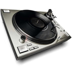 Reloop RP-7000 MK2 DJ turntable, silver, close-up of controls and tonearm