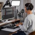 Rode NT1 GEN5 condenser microphone, lifestyle at a computer desk
