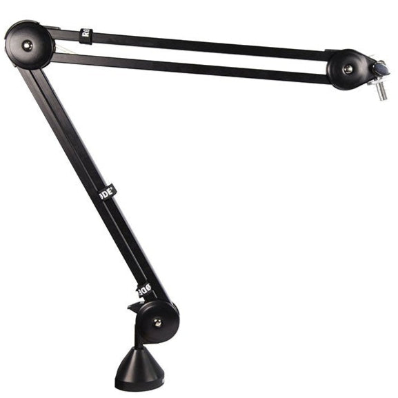 Rode PSA1 broadcast microphone arm in a sleek, adjustable design for optimal audio positioning and stability.