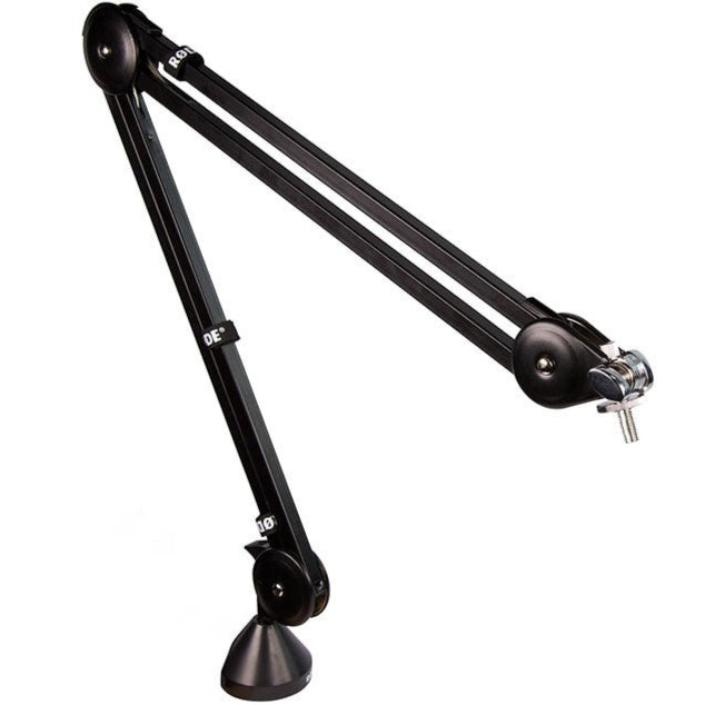 Rode PSA1 broadcast microphone arm with adjustable boom and sturdy base, designed for studio and home recording setups.
