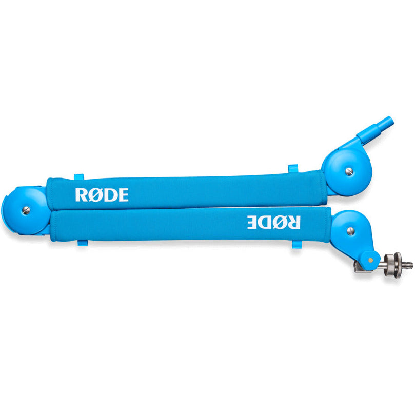 Rode PSA1+ broadcast microphone arm in blue, adjustable professional microphone arm for studio recording setups