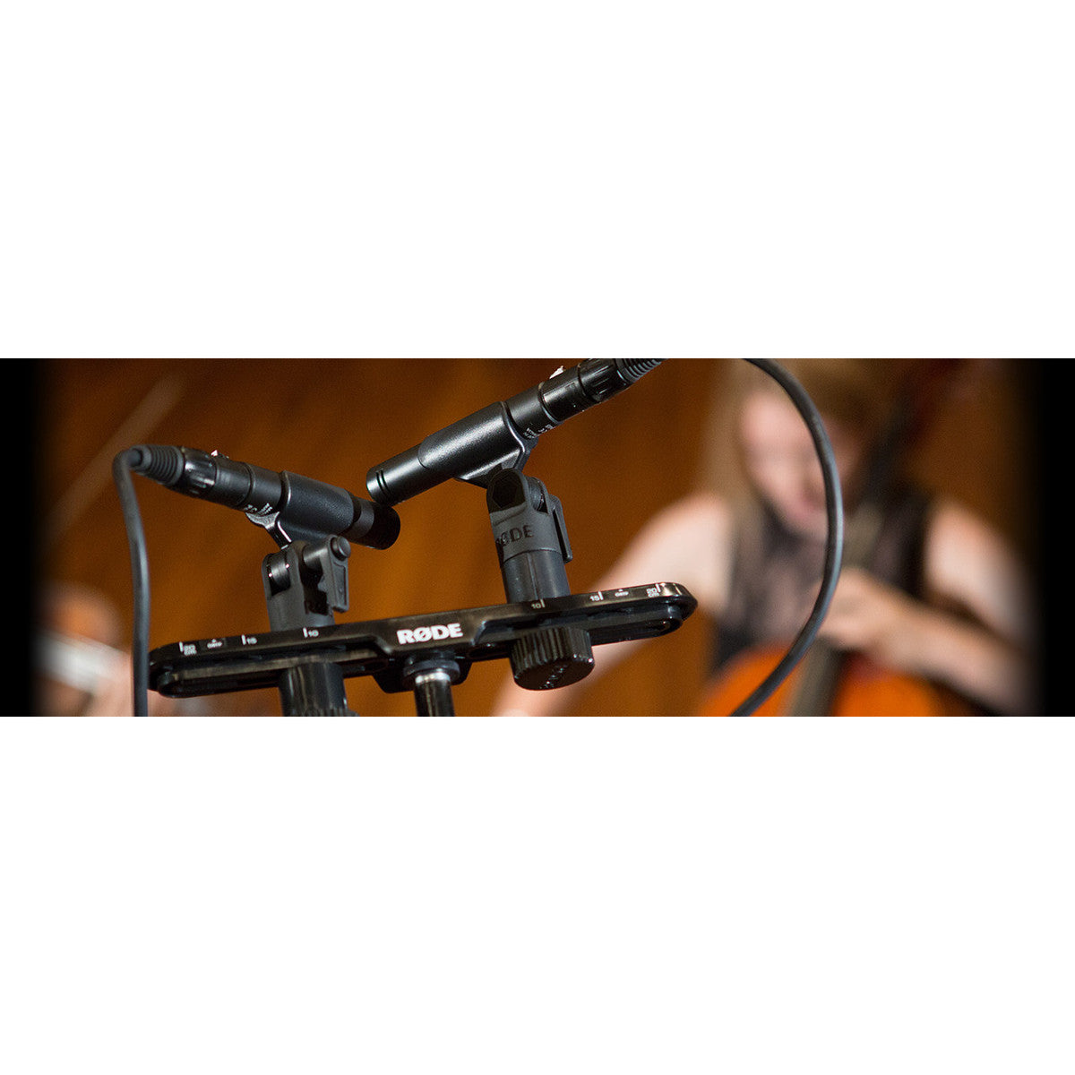 Rode Stereo Bar SB20 microphone accessory with adjustable arms and mounting options for professional audio recording setups.