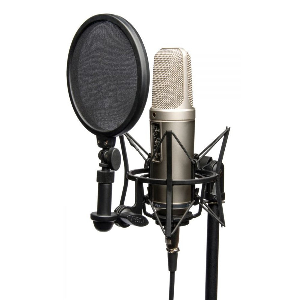 Rode SM6 microphone shock mount with adjustable arms and rubber isolators for secure microphone attachment and noise reduction.