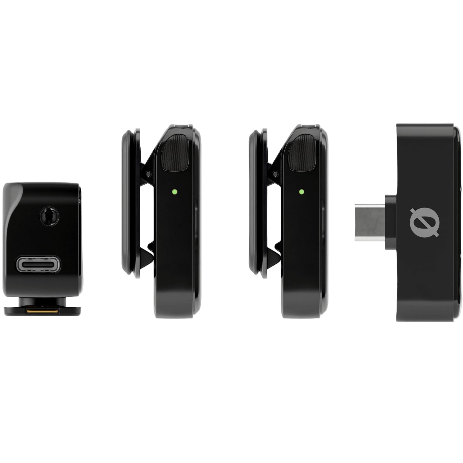 Rode Wireless Micro camera kit with microphone transmitter and receiver, shown from the side with a phone in a professional setup.