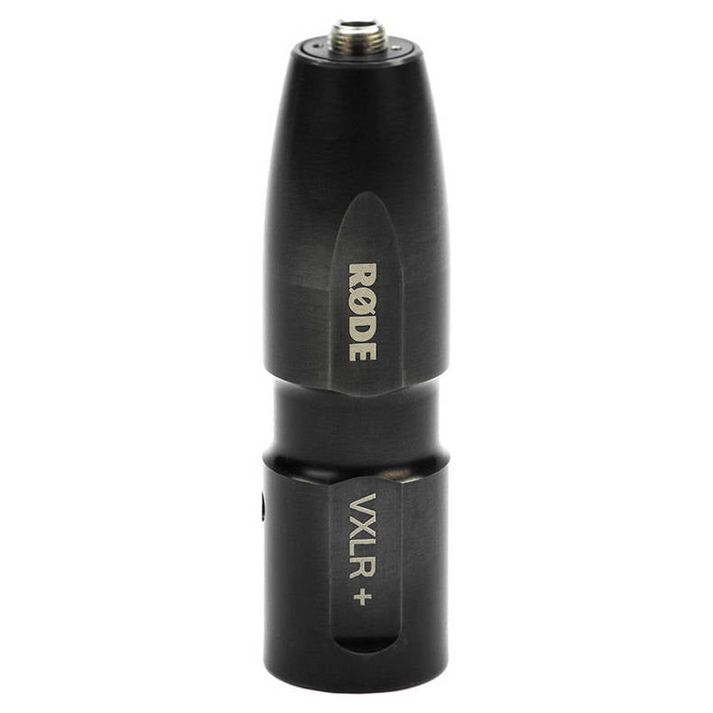 Rode VXLR+ adapter splitter for audio connections, compact black Rode audio accessory with input and output jacks.