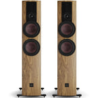 DALI Rubikore 6 passive floorstanding speakers in walnut finish, showcasing sleek front design and high-quality audio components.
