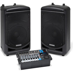 Samson Expedition XP1000 PA speaker system with rugged design and built-in handles for portable sound reinforcement.