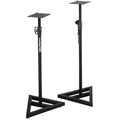 Pair of Samson MS200 Studio Monitor Stands with adjustable height and sturdy base for professional audio setup.