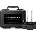 Saramonic K9 professional wireless microphone system with handheld microphone and receiver, used for high-quality audio recording.