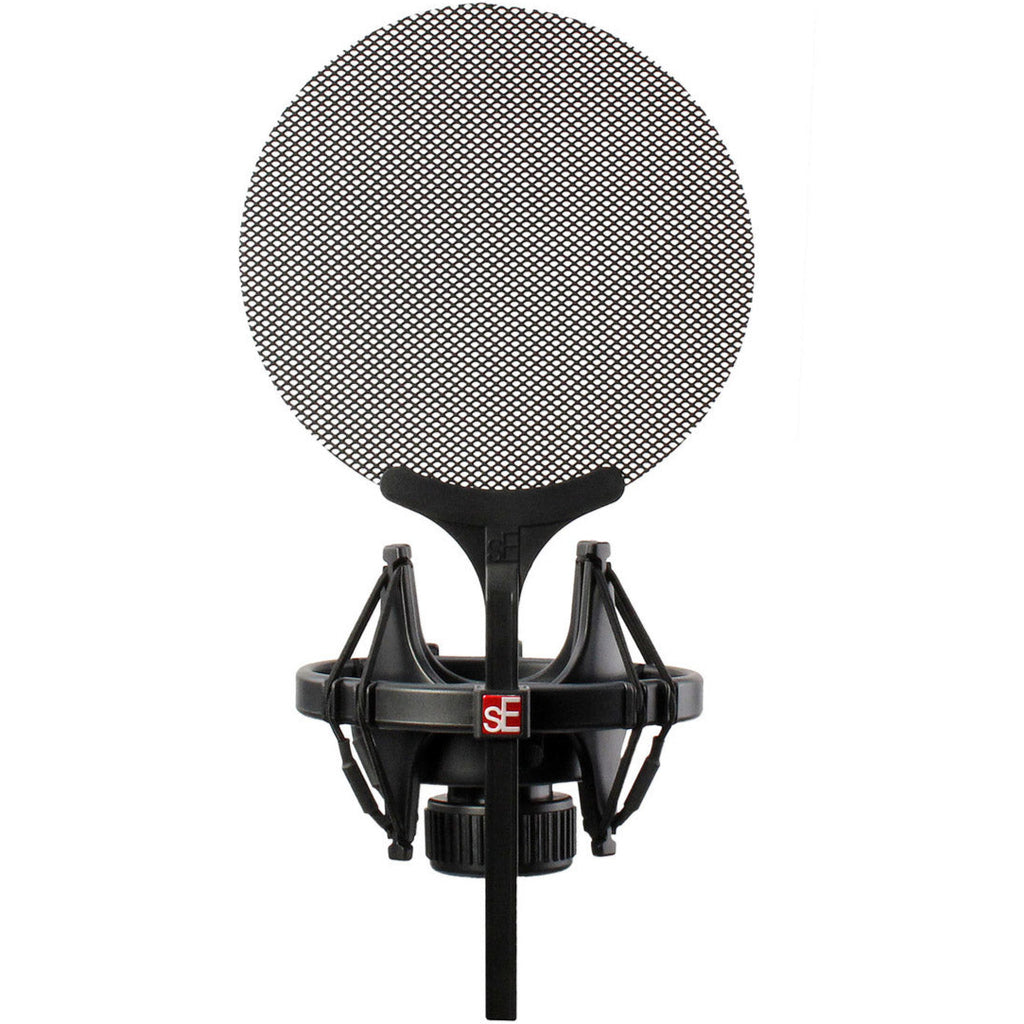 SE Electronics Isolation Pack with microphone shock mounts and adapters for improved audio isolation and secure microphone placement.