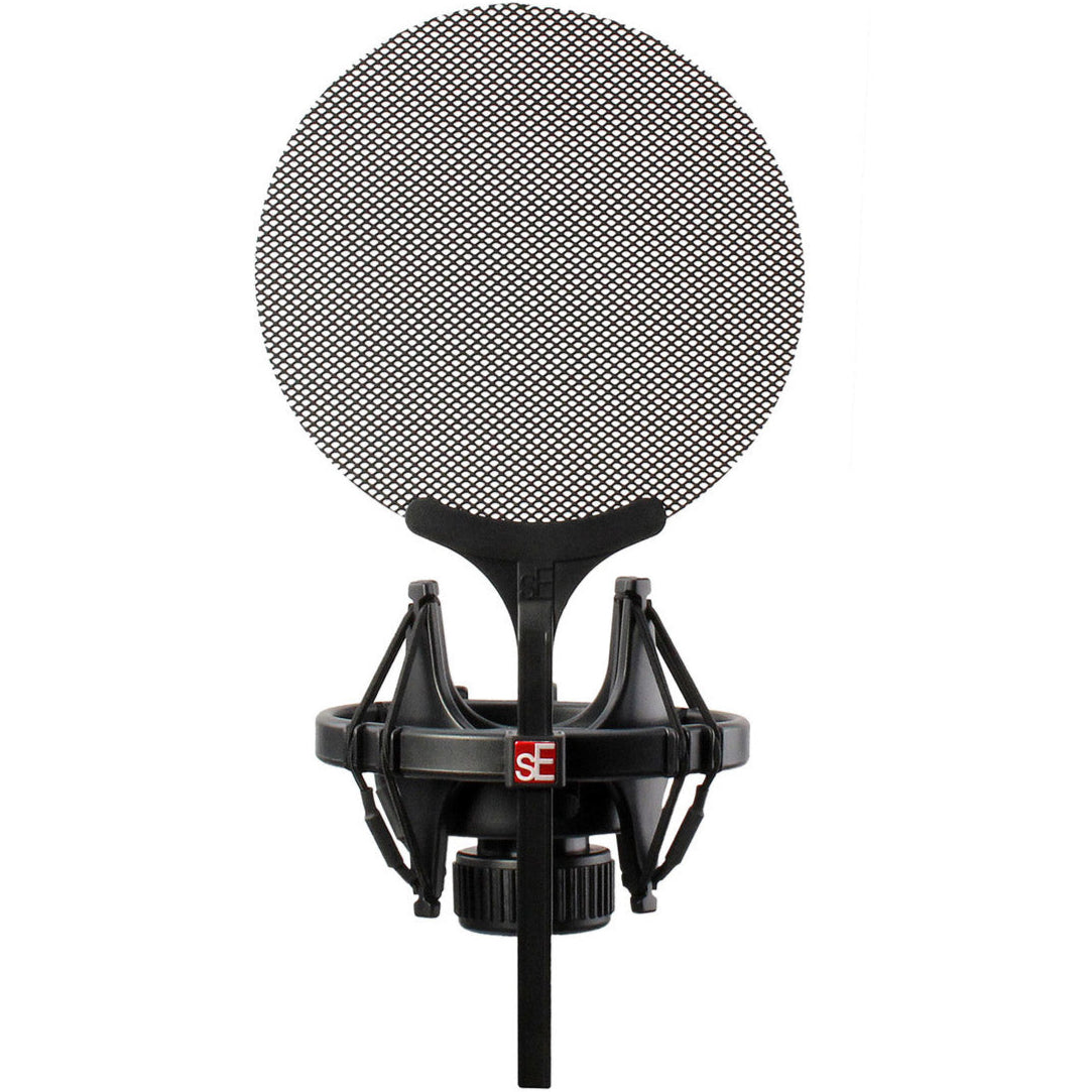 SE Electronics Isolation Pack with microphone shock mounts and adapters for improved audio isolation and secure microphone placement.