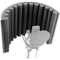 SE Electronics Reflexion Filter X reflection filter for studio recording, with adjustable mounting and foam-lined interior.