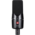 sE Electronics X1 A condenser microphone mounted on a stand, showcasing its professional audio equipment design.