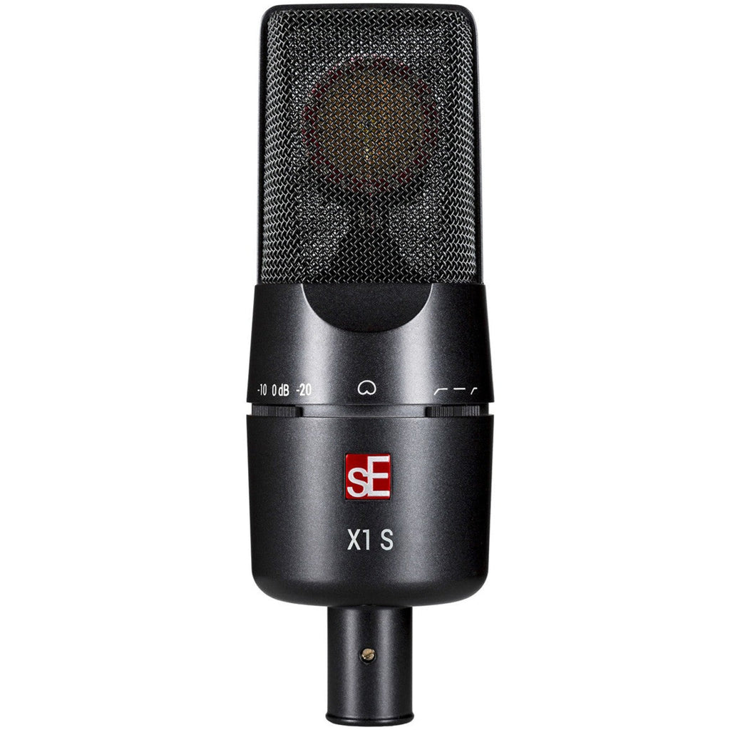 SE Electronics X1 S Studio Bundle condenser microphone with shock mount and cable, ideal for professional recording setups.