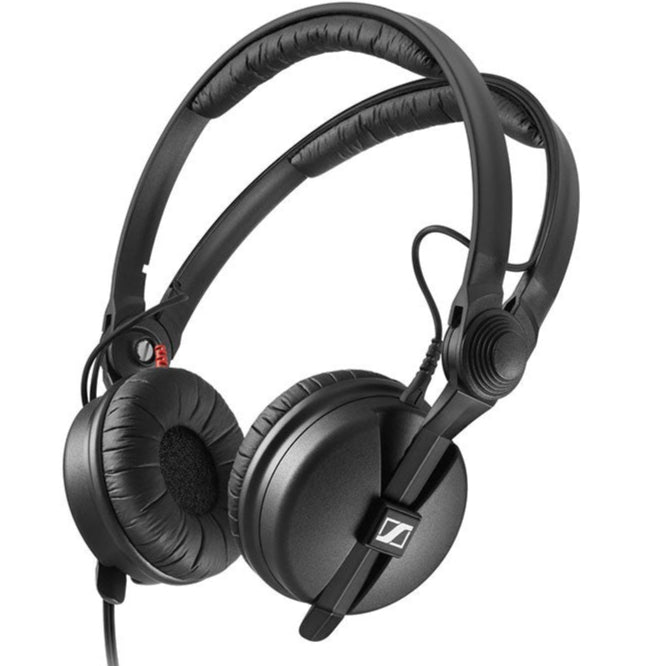 Sennheiser HD 25 Plus DJ headphones with over-ear design, adjustable headband, and padded ear cups for professional audio monitoring.