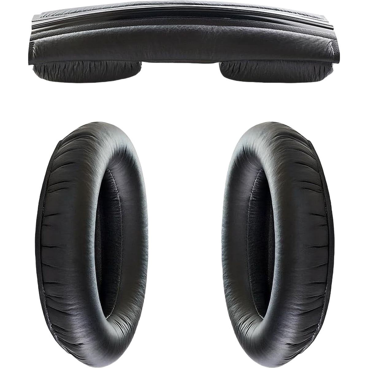 Black Sennheiser HD 280 Pro headphone earpads replacement set, close-up view showing soft cushioning and durable material.