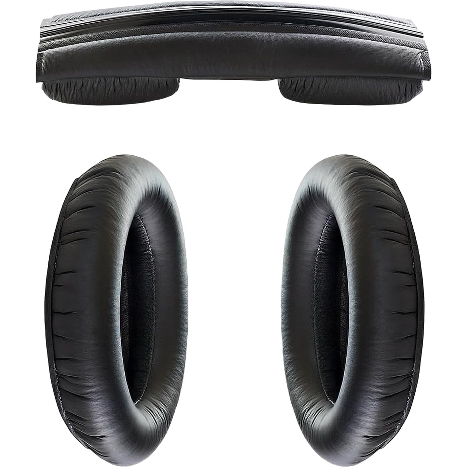 Black Sennheiser HD 280 Pro headphone earpads replacement set, close-up view showing soft cushioning and durable material.