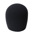 Black Shure A58WS microphone windscreen covering a microphone, designed to reduce wind noise and improve audio quality.