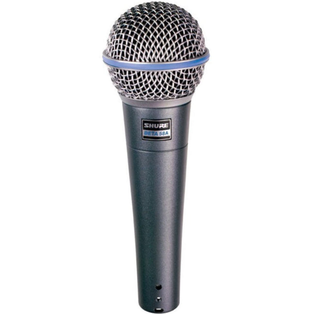 Shure Beta 58A dynamic microphone with cardioid polar pattern, professional-grade vocal microphone for live performances