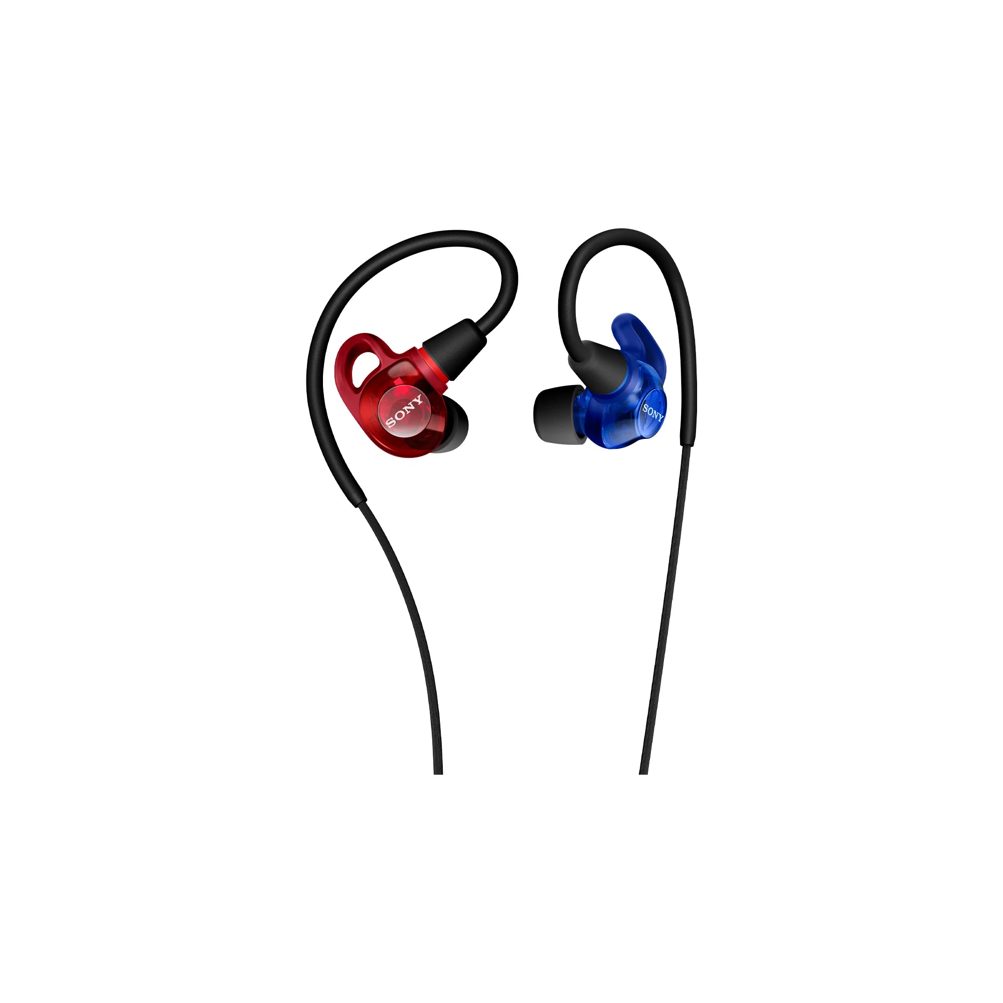 Sony IER-M500 in-ear monitors, Red & Blue finish