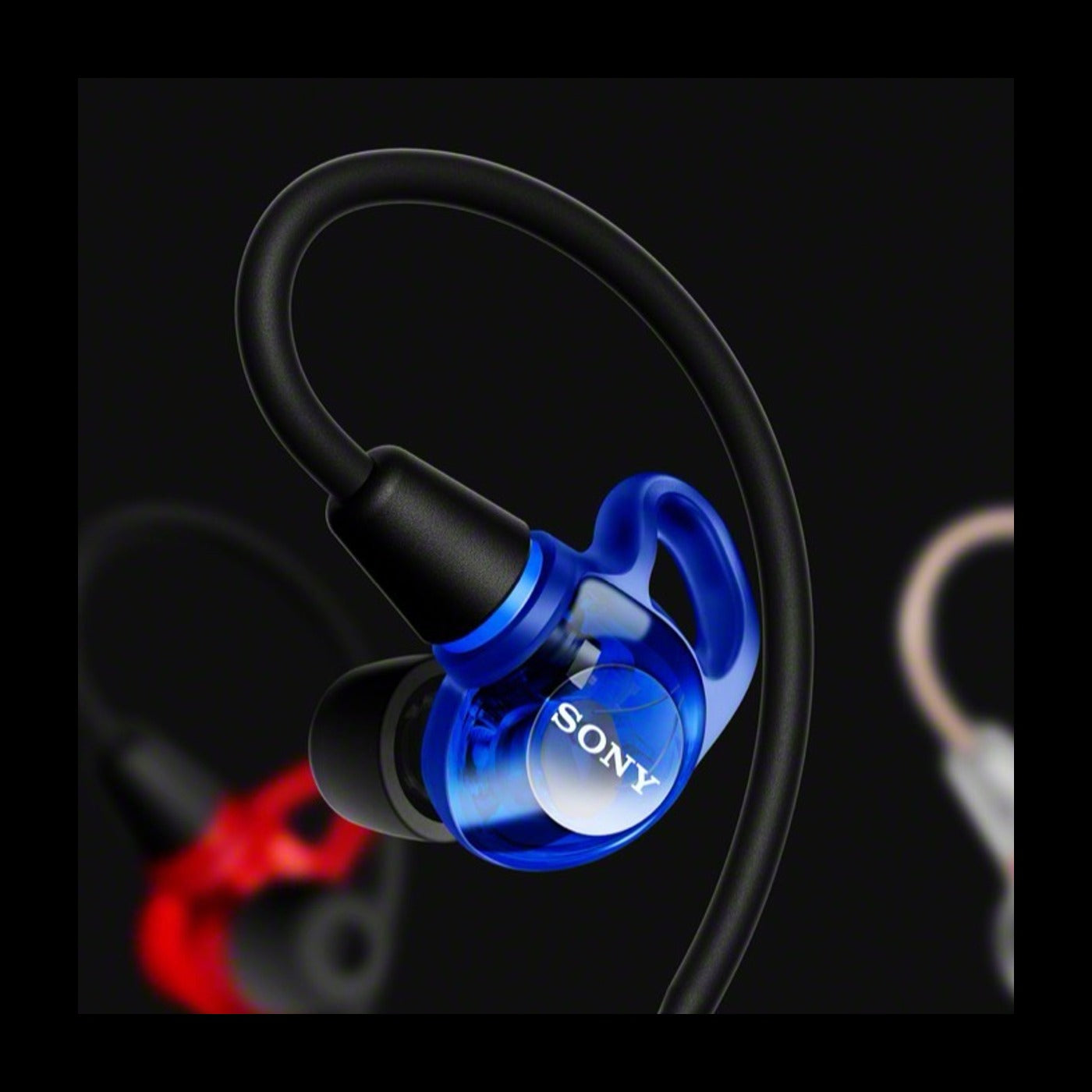 Sony IER-M500 in-ear monitor, Red and Blue finish