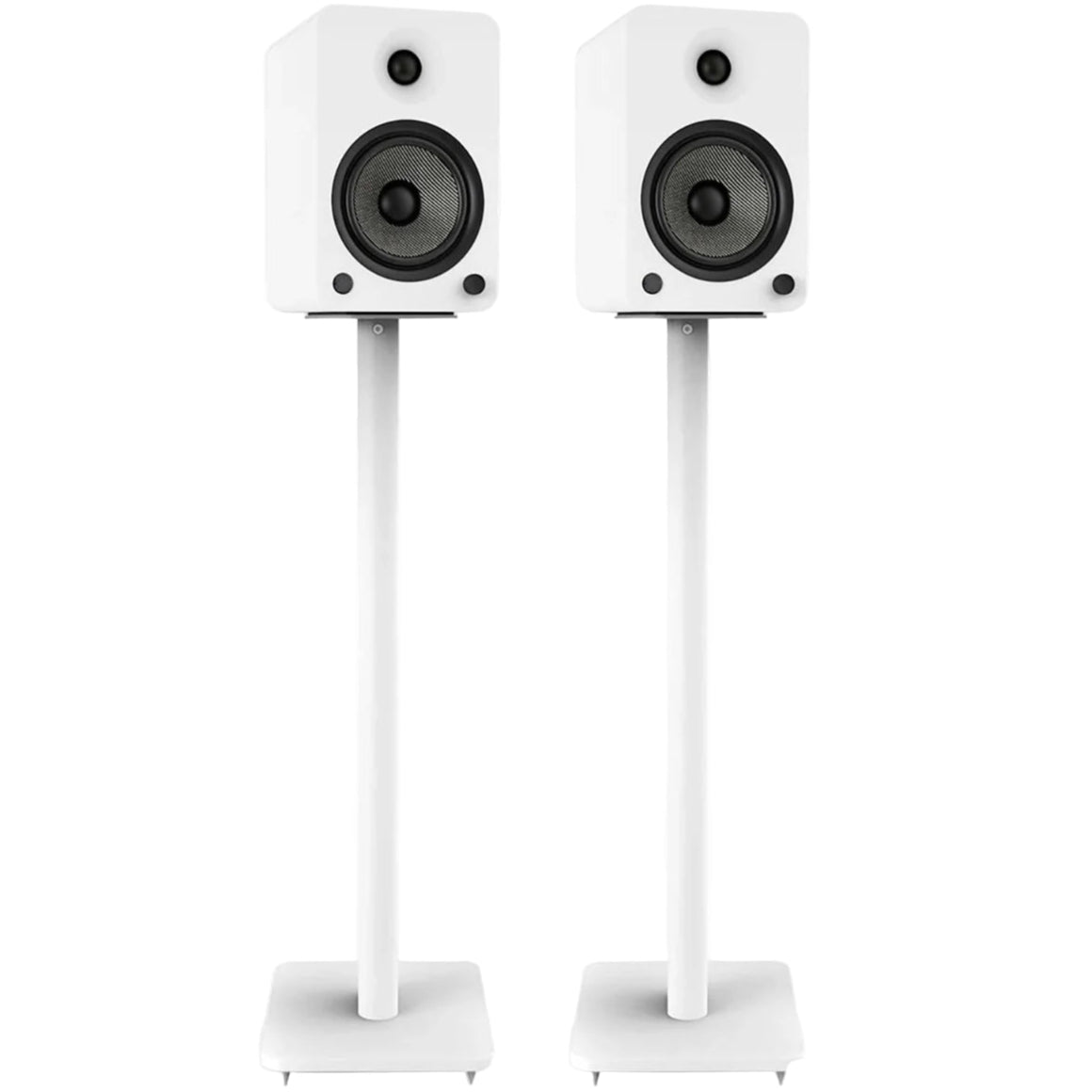 Kanto Audio SP32 32-inch speaker stands with black metal construction and adjustable height for optimal speaker positioning.