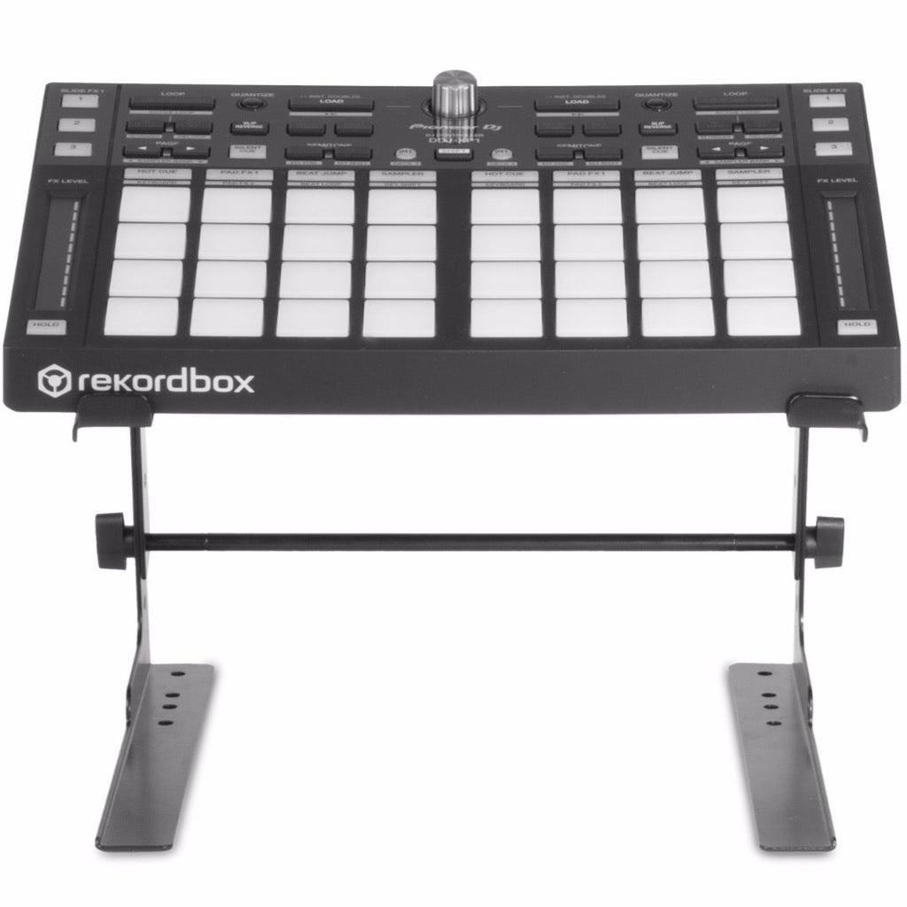 UDG Ultimate Laptop Stand in black, adjustable ergonomic stand for laptops, providing stability and ventilation.