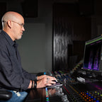 Student using Steinberg SpectraLayers spectral editing software in a studio setting.