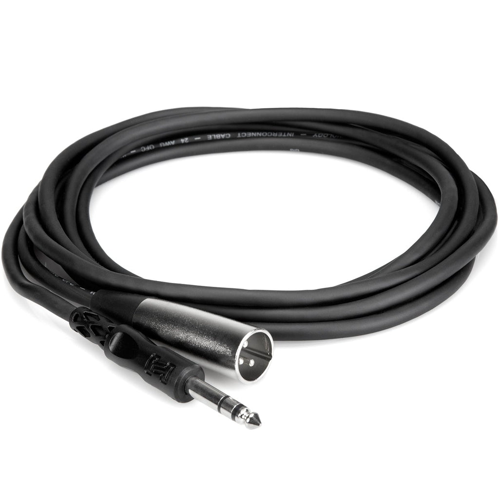 Hosa STX-115M 6.3mm TRS to XLR male audio cable coiled, 4 meters long, used for professional audio connections