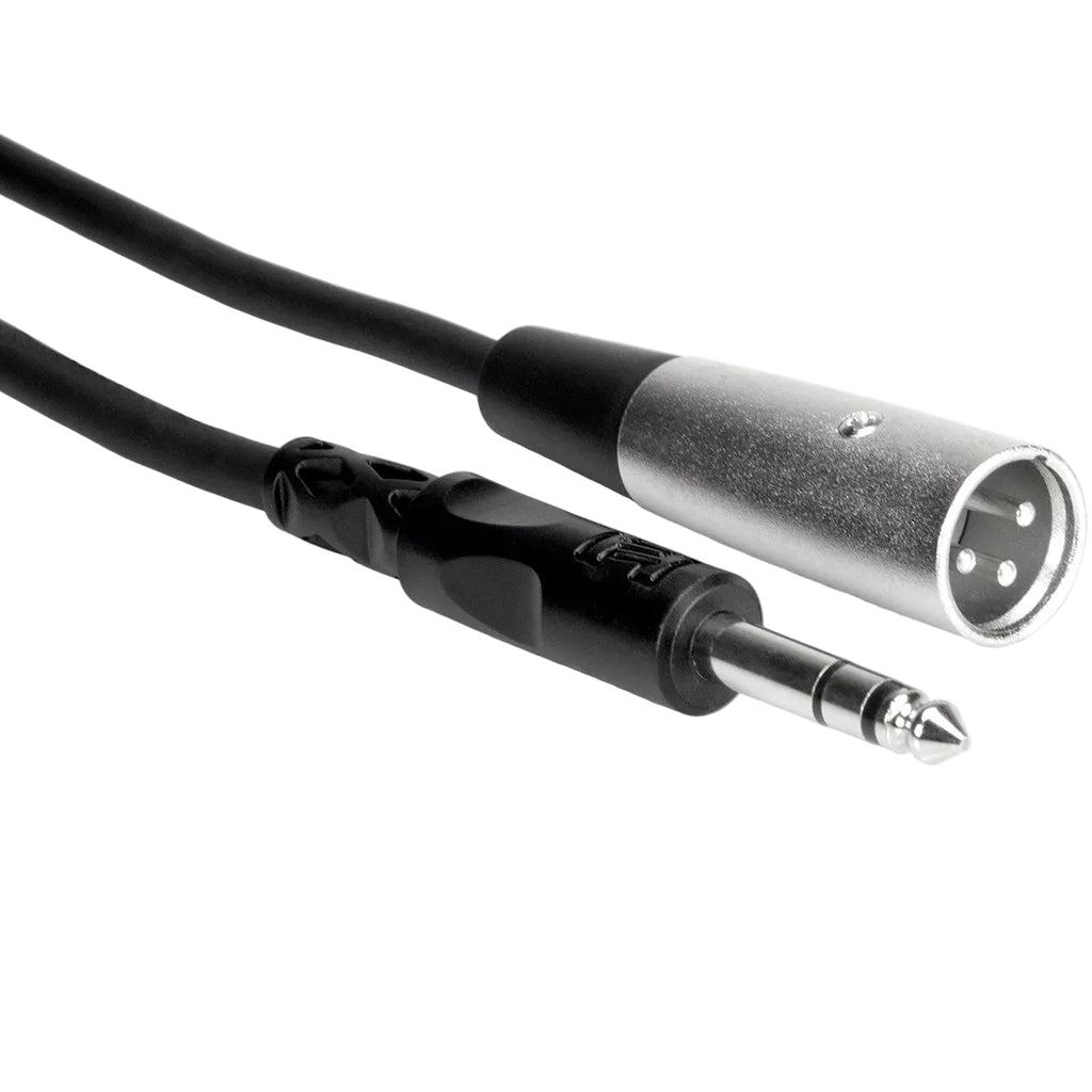 Hosa STX-110M 3m TRS to XLR-Male audio cable, with black connectors and flexible cable for professional audio connections.