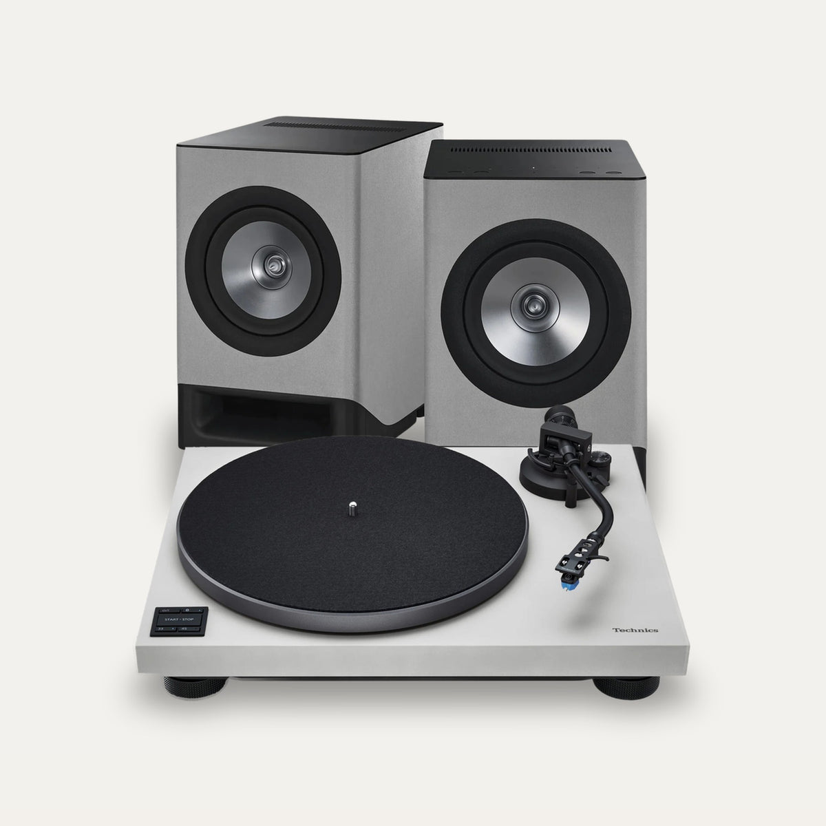 Technics SC-CX700 + SL-40CBT Vinyl Streaming Set – Speaker Colour Silky Gray, Turntable Colour Gray