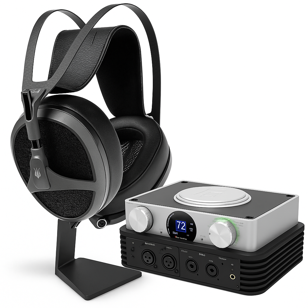 Soundium Ultimate HiFi Headphones bundle featuring high-quality over-ear headphones with sleek design and plush ear cushions.