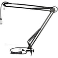 Tie Studio Flex Pro broadcast microphone stand with adjustable arm and XLR cable for professional audio setup.