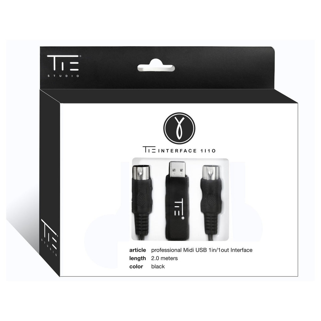 Tie Studio Midi 1i1o MIDI interface with multiple input and output ports, compact design, and professional audio connectivity.