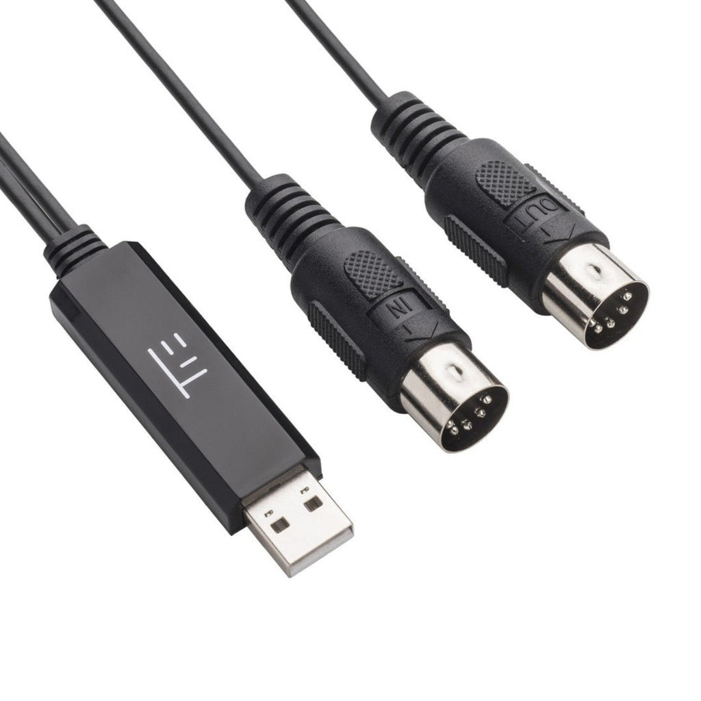 Tie Studio Midi 1i1o MIDI interface with multiple input and output ports, black compact device for music production.