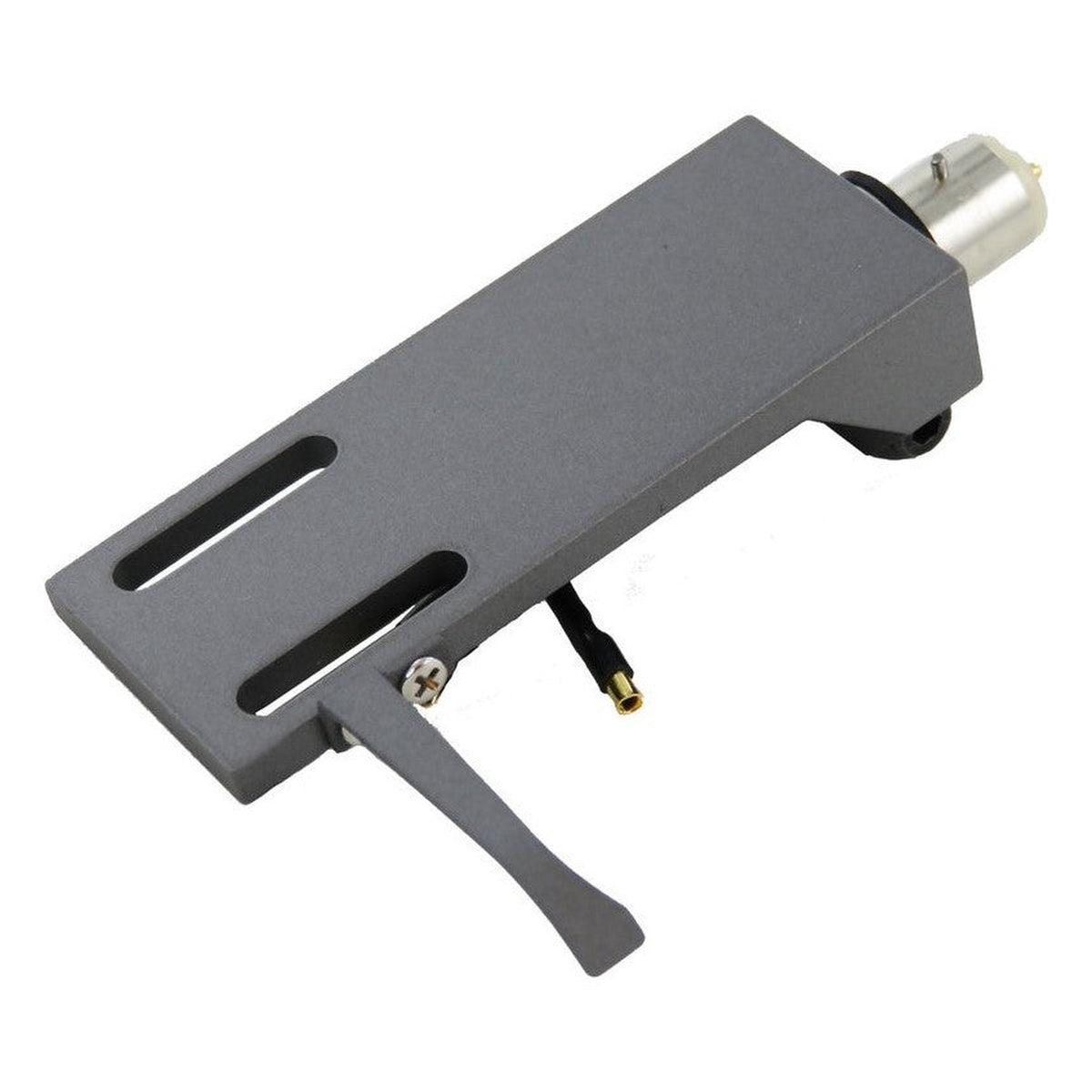 Silver and bronze Tonar Headshell Top Q with fixed arm lifter, designed for cartridge accessories and turntable setup.