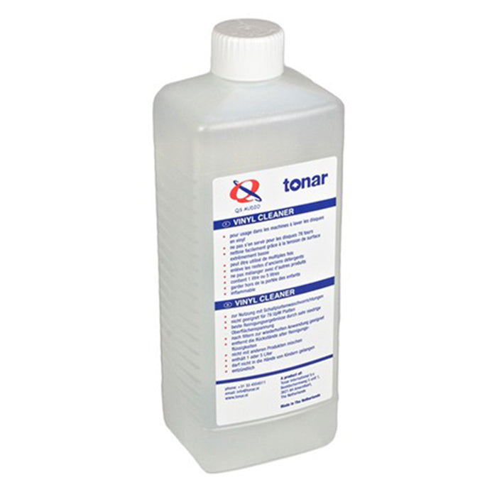 Tonar QS Record Vinyl Cleaner 1L bottle, record brush and cleaner for maintaining and cleaning vinyl records.