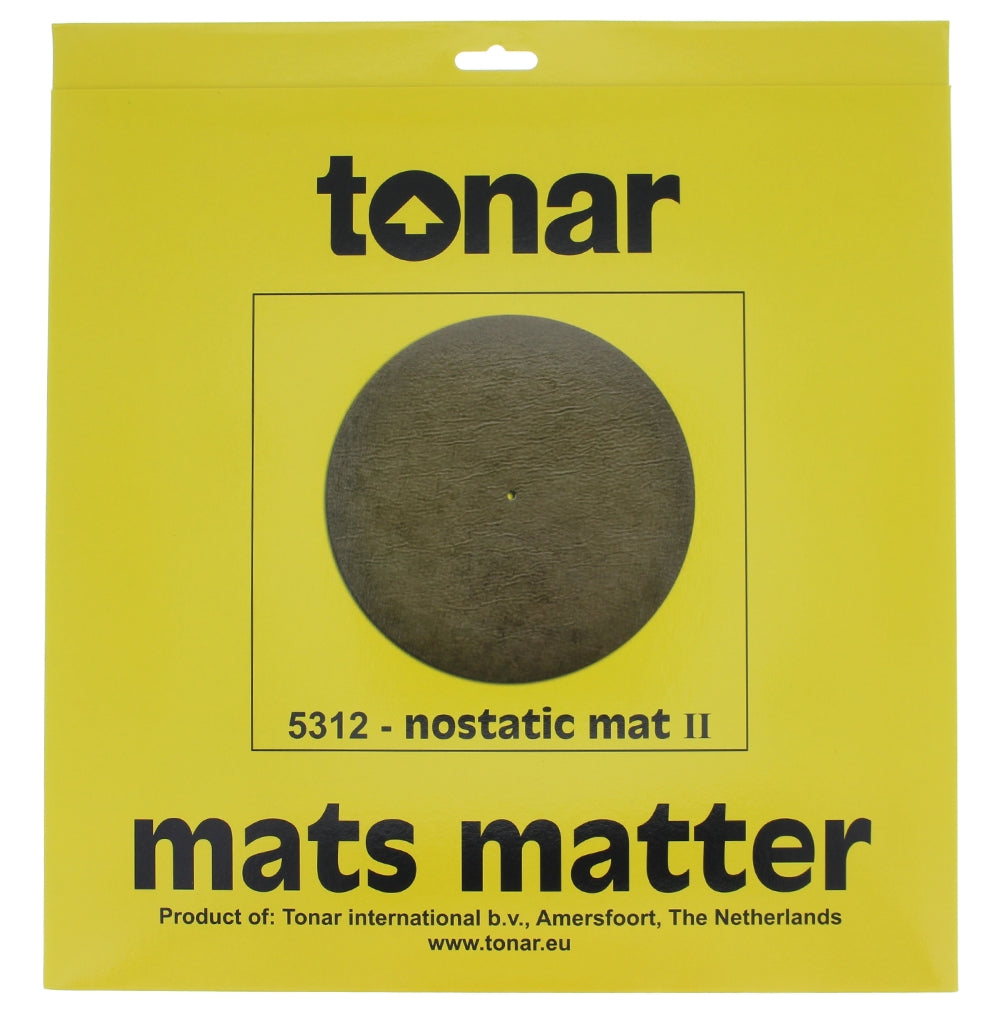 Tonar Nostatic Mat II slipmat with a black textured surface designed for vinyl record players and turntables.