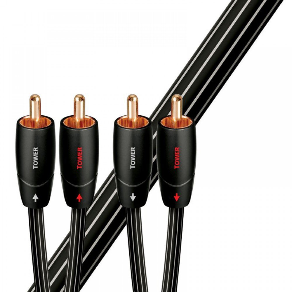 AudioQuest Tower Dual RCA cable, 2m length, featuring durable connectors and a sleek black design for audio connectivity.