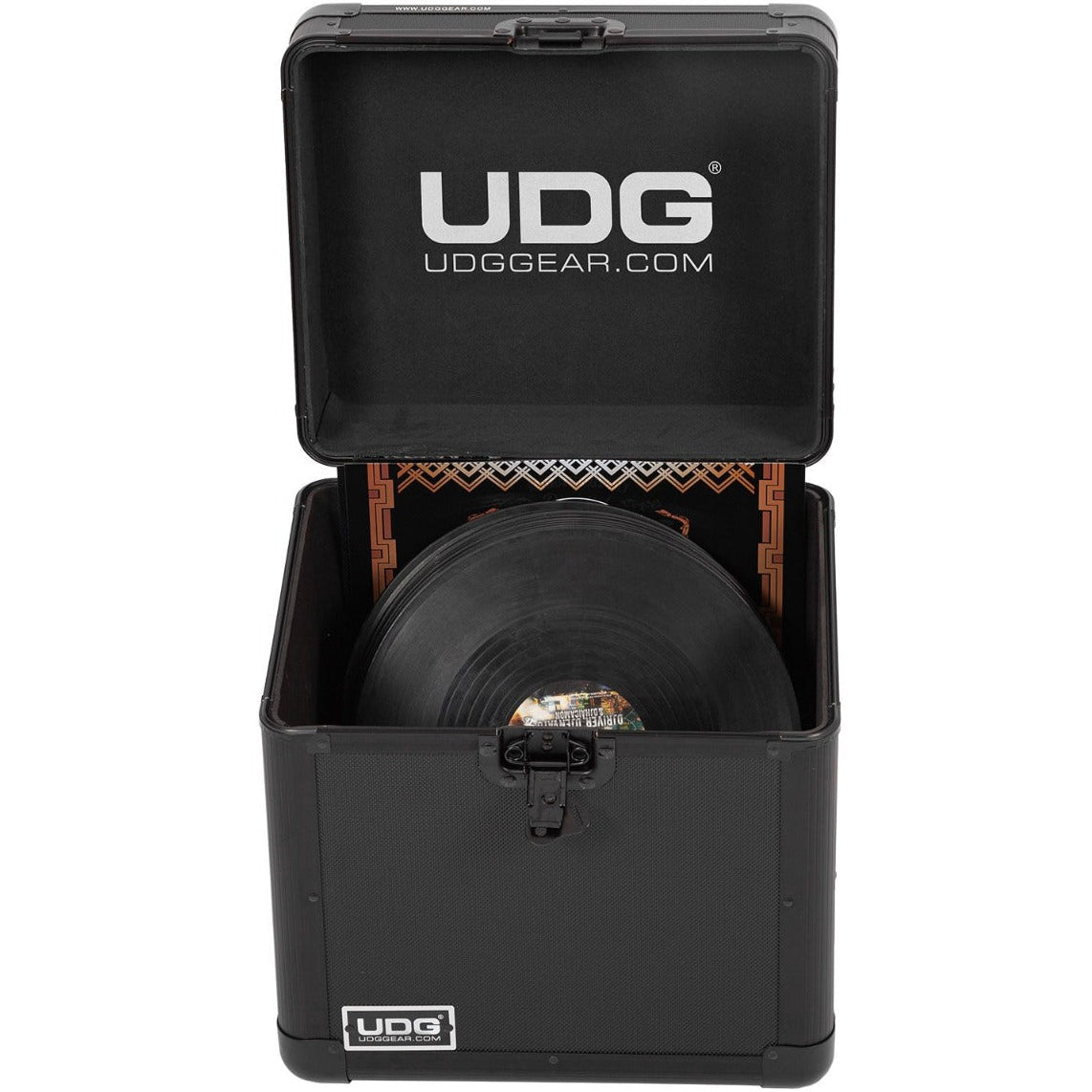 UDG Ultimate Record Case 80 in black, featuring a sturdy design for vinyl storage, ideal for DJs and music enthusiasts.
