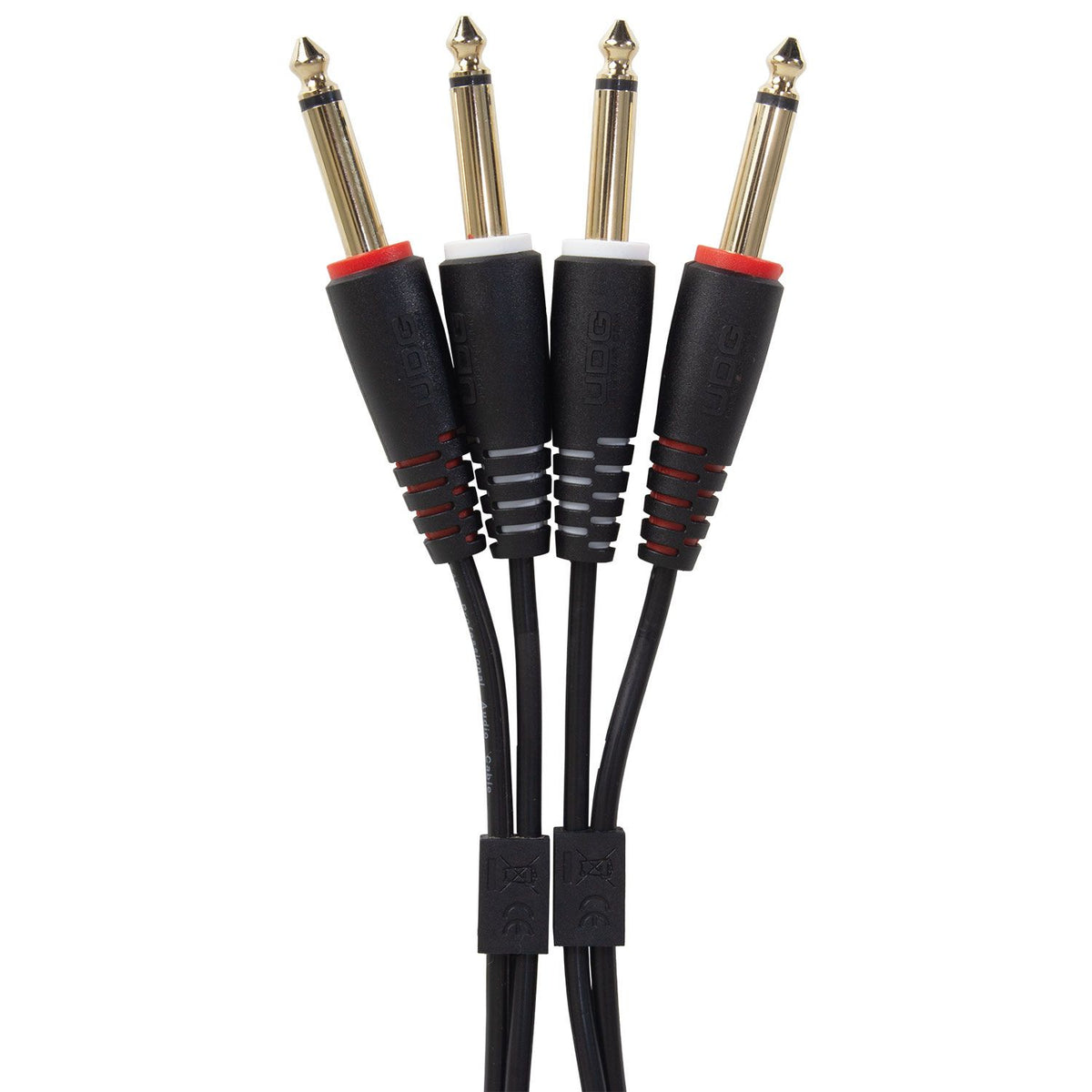 UDG Ultimate Audio Cable Set with black 1/4-inch TRS to TRS cables, 1.5 meters long, straight connectors.