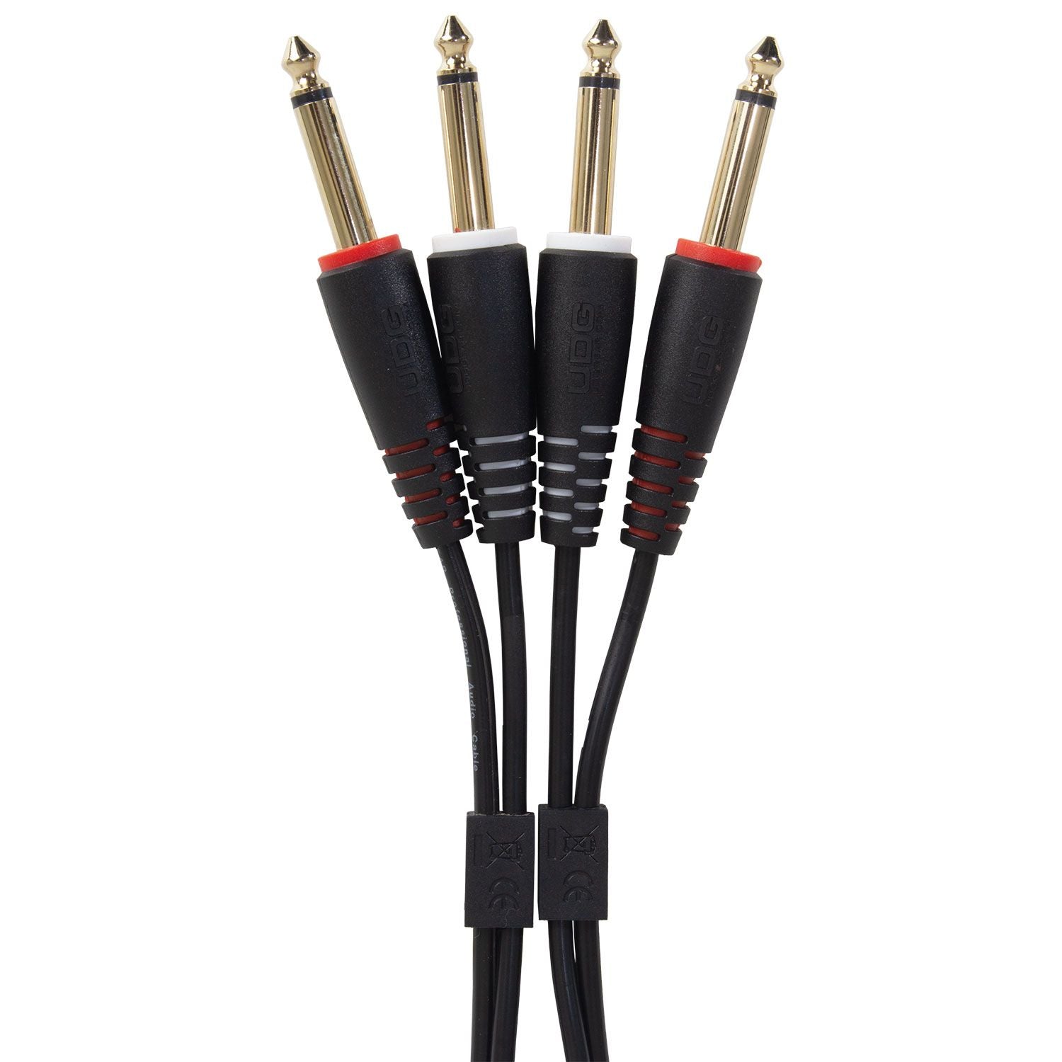 UDG Ultimate Audio Cable Set with black 1/4-inch TRS to TRS cables, 1.5 meters long, straight connectors.