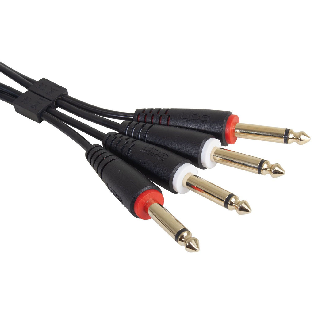 UDG Ultimate Audio Cable Set with 1/4-inch TRS to TRS cables, black straight 3-meter length, for professional audio connections.