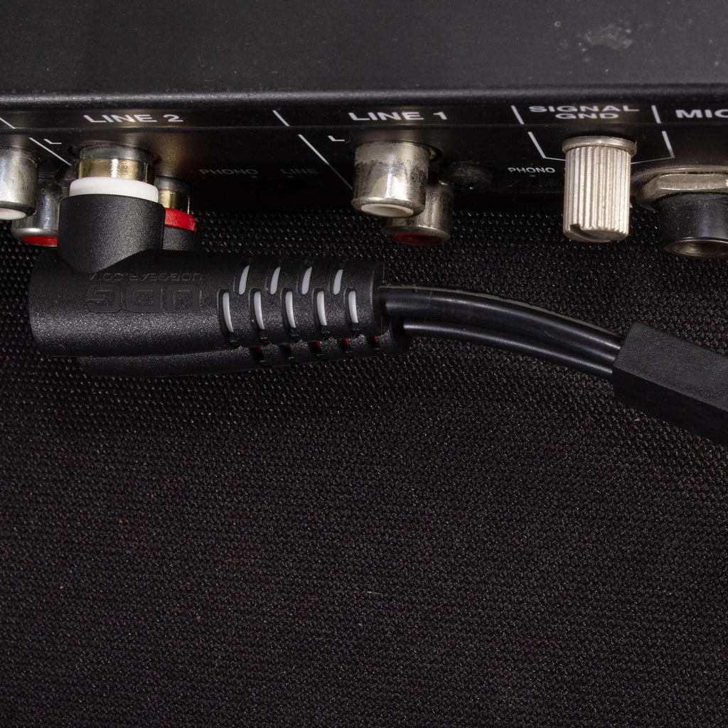 UDG Ultimate Audio RCA cable set with straight and angled connectors in black, 3-meter length, for high-quality audio connections.