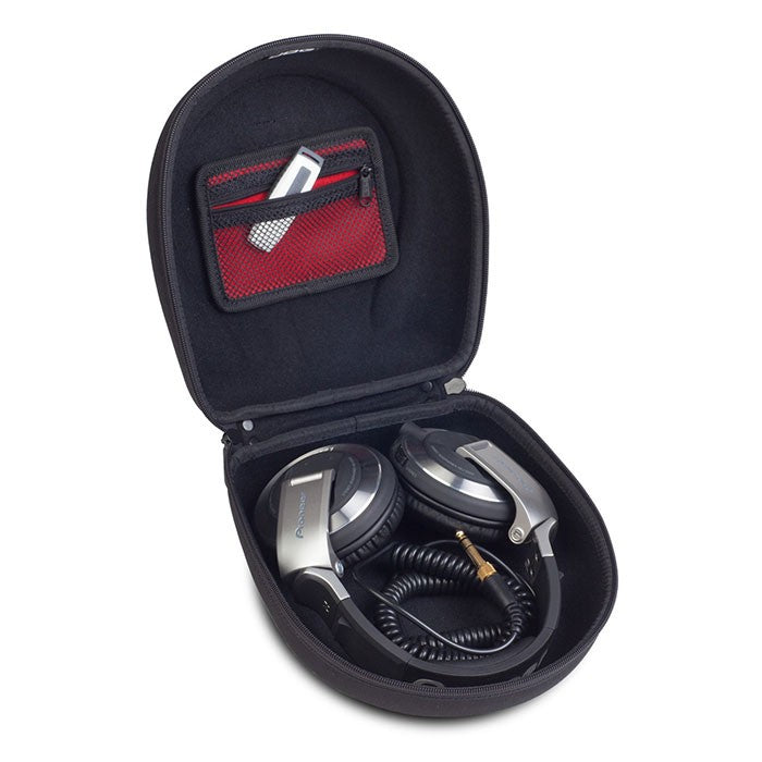 Large UDG Creator headphone hardcase in black with zipper closure, designed for protecting high-quality headphones during travel.