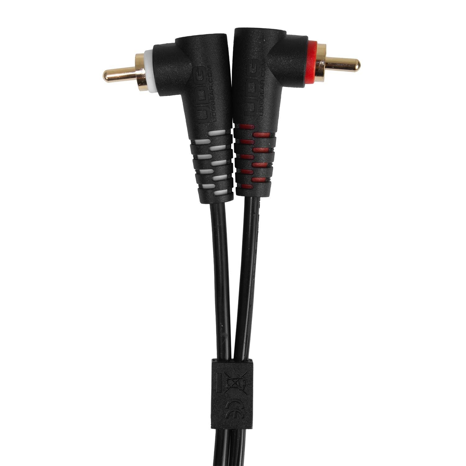 UDG Ultimate Audio Cable Set RCA-RCA cable, black angled RCA connector end