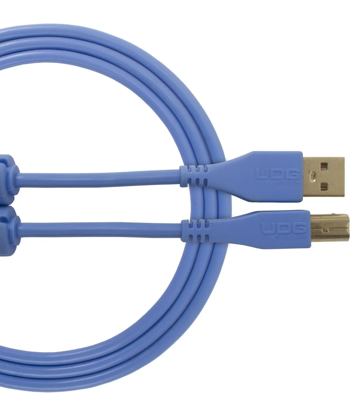 UDG Ultimate Audio Cable USB 2.0 A-B straight light blue 2-meter cable for audio connections, featuring durable design and high-quality connectors.